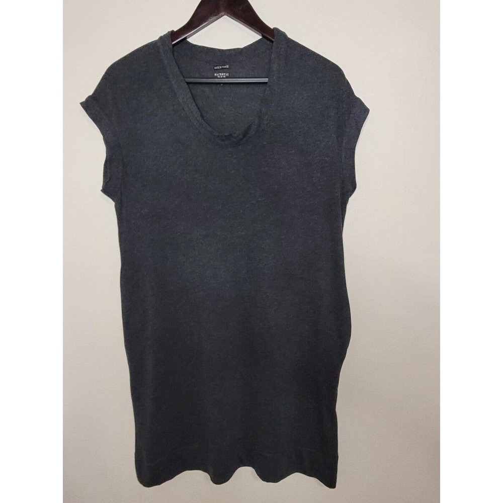 MAJESTIC Paris Sz Small Dark Gray Tunic Cashmere Blend Short Sleeve Quiet Luxury
